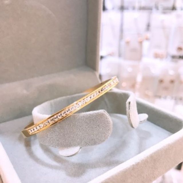 Vòng tay titan 1 hàng đá (trắng/vàng/vàng hồng) TT3127 - Cam kết không đen