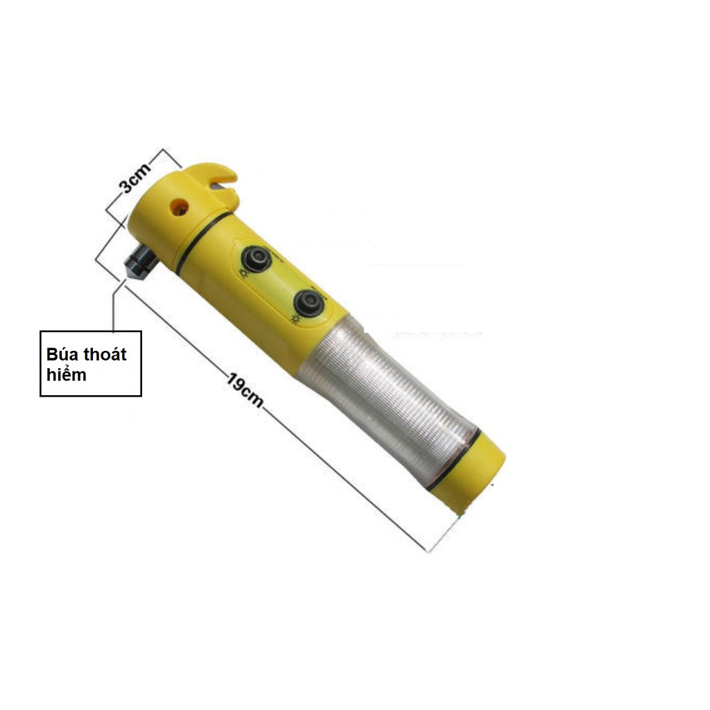 BÚA THOÁT HIỂM Ô TÔ 4 TRONG 1 (Tặng PIN)