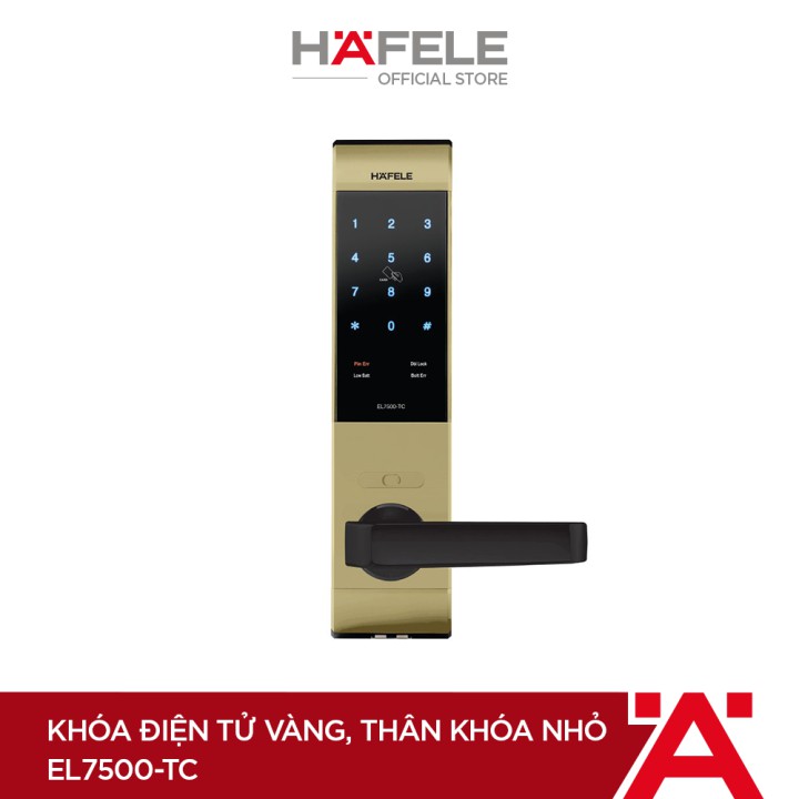 Khóa điện tử HAFELE EL7500-TC/ 912.05.728 vàng thân khóa nhỏ - 912.05.728 Xuất xứ Hàn Quốc