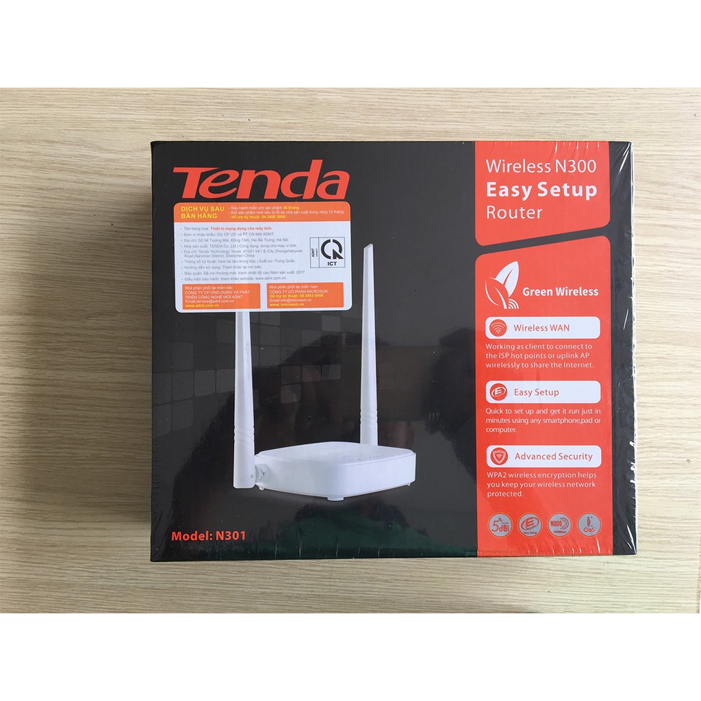 BỘ PHÁT WIFI TENDA N301 2 ANTEN - TỐC ĐỘ 300MBPS - HÀNG CHÍNH HÃNG- Siêu rẻ