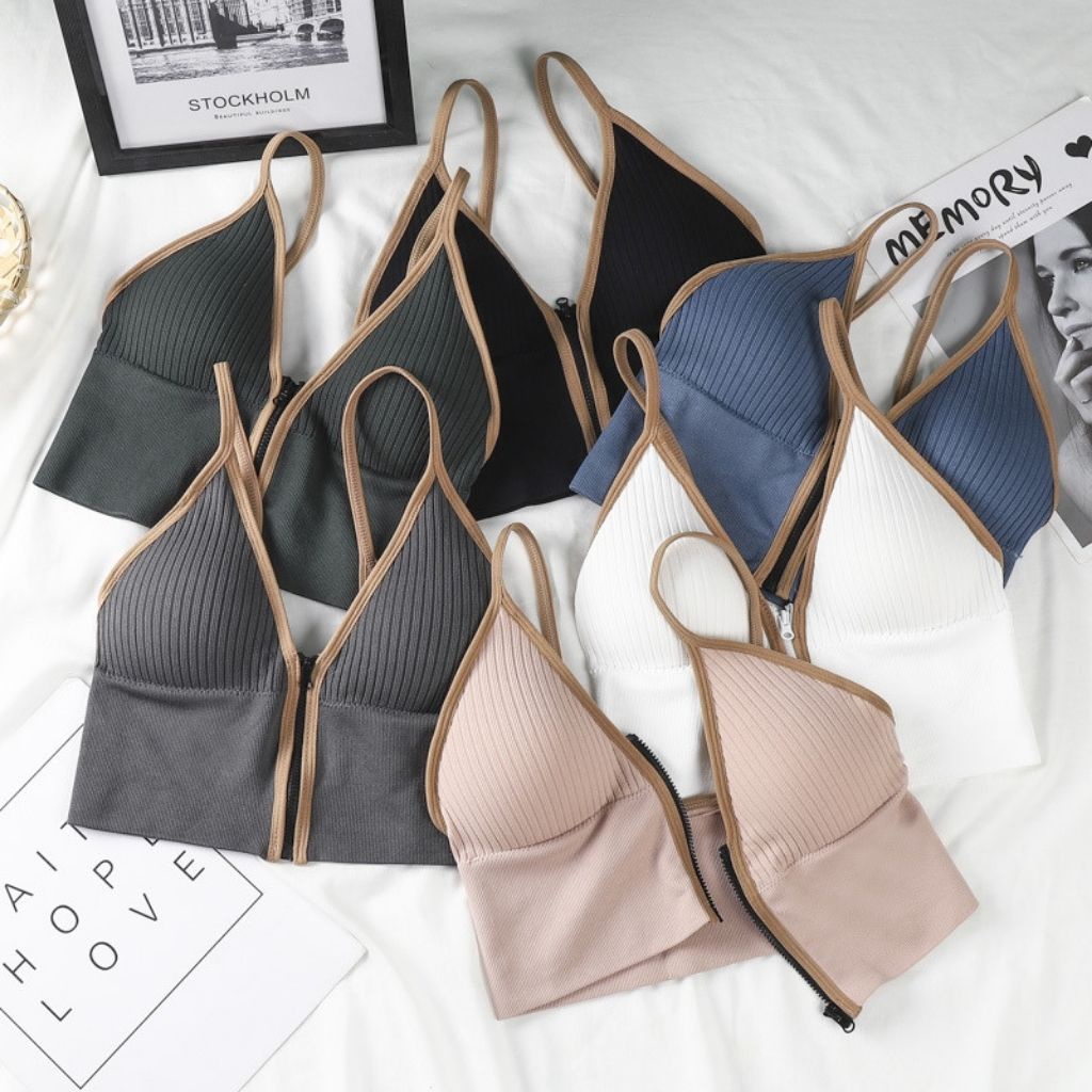 Áo bra nữ 2 dây tập gym khóa kéo trước , áo lót không gọng nâng ngực mềm mại gợi cảm JOCOSI  B3309