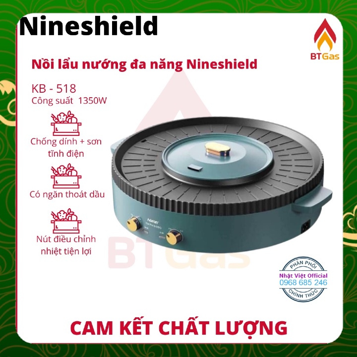 Nồi lẩu nướng đa năng 2 trong 1 dùng điện Nineshield 2 in 1 loại to 51cm