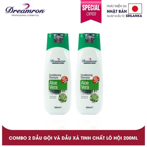Dreamron dầu gội và dầu xả tinh chất lô hội- dreamron aloe vera conditioning shampoo 200ml