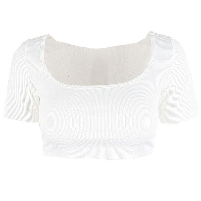 Áo Croptop Áo Thun Tay Lỡ Áo Thun Crop Top Tay Ngắn Cổ Vuông Ôm Dáng Thích Hợp Tập Yoga Thể Thao Dành Cho Nữ Áo Thun Thể Thao