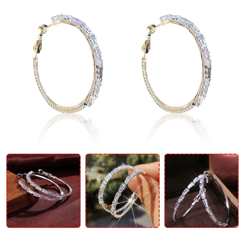 Khuyên Tai Tròn Đính Đá Pha Lê Thời Trang Nữ Tính