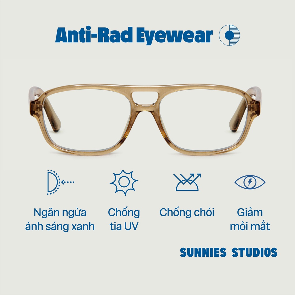 Kính Sunnies Studios Chống Ánh Sáng Xanh Gọng Vuông Tobias Manuka