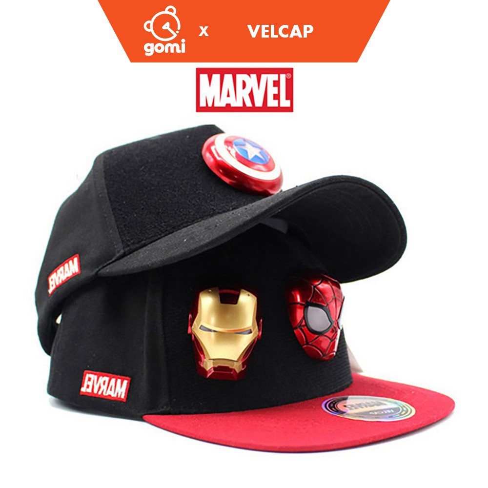 Nón SnapBack con trẻ MARVEL Velcap + Đèn LED Gắn Mũ GomiStore [LN96]