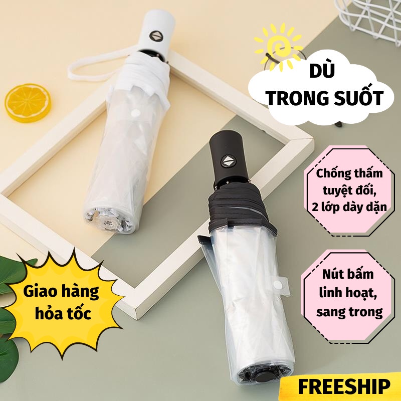 Dù Trong Suốt Ô Che Mưa Chụp Ảnh Tự Động Đóng Mở Chống Thấm Phong Cách Hàn Quốc Dù Che Mưa Toki