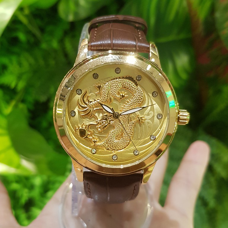 Đồng Hồ Nam SL Rồng 3D Số Ngọc Dây Da Nâu Size Tay Nhỏ Chính Hãng Tony Watch 68 | BigBuy360 - bigbuy360.vn