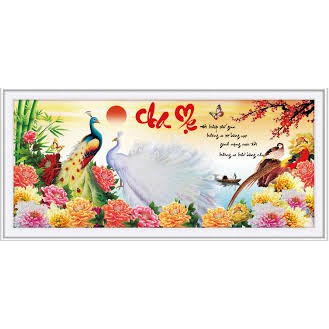 TRANH THIÊU CHỮ THẬP CHA MẸ - 88913 - 100*48CM