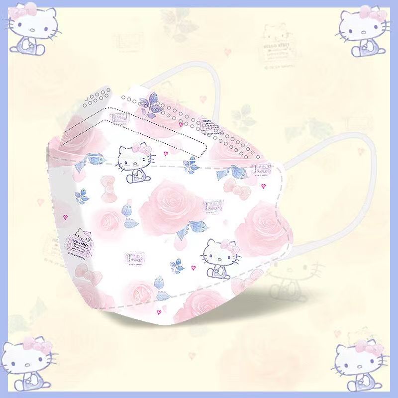 Set 10/50 Khẩu Trang KF9.4 4PLY 25Ce Dùng Một Lần Họa Tiết Hello Kitty Cho Người Lớn