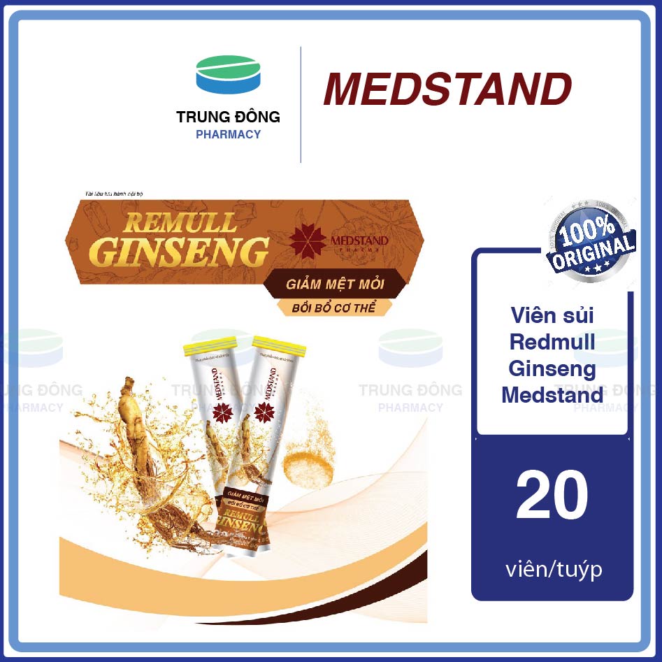Viên sủi giảm mệt mỏi từ nhân sâm và vitamin Redmull Ginseng medstand tuýp 20 viên tăng sức đề kháng-Trung Đông Pharmacy