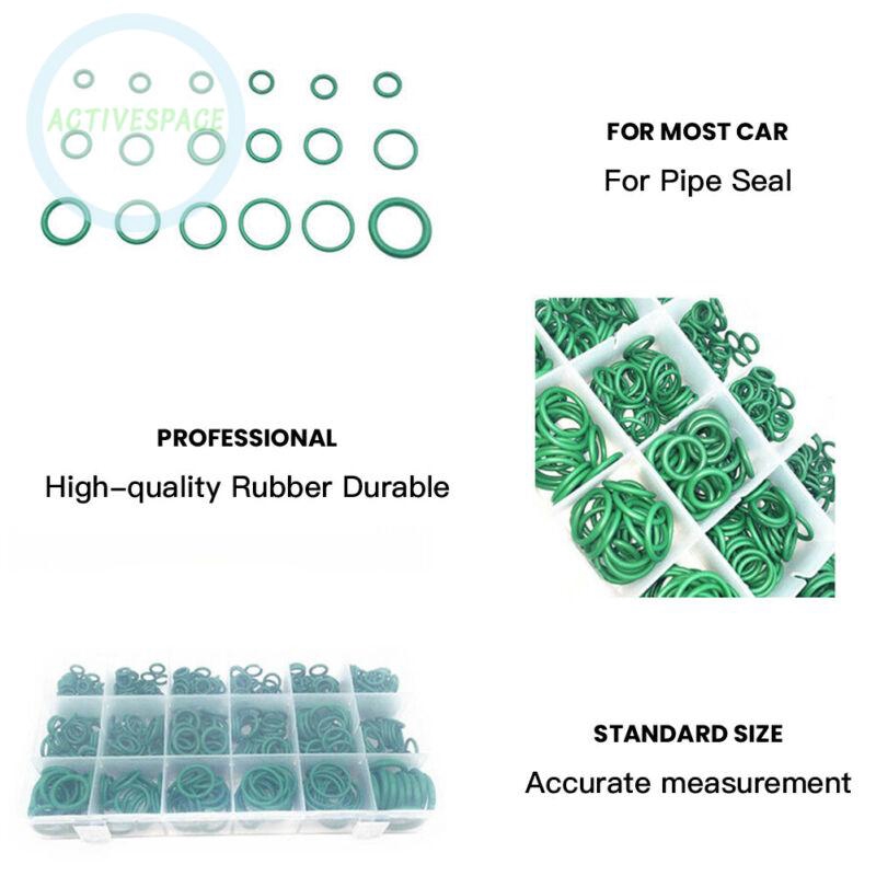 Set 530 vòng đệm tròn từ cao su màu xanh lá 18 size cho máy điều hòa xe hơi