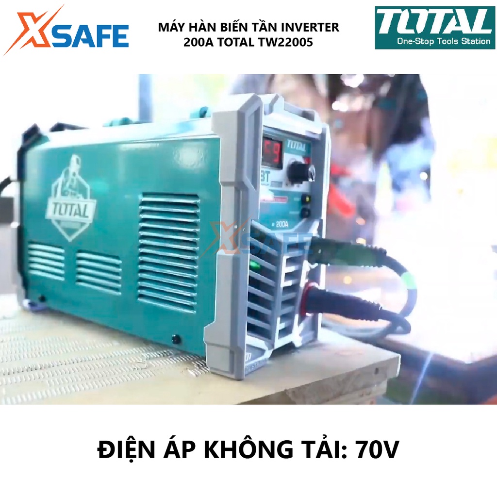Máy hàn điện tử TOTAL TW220052 Máy hàn điện tử Inverter MMA Điện thế 220-240V Điện áp 10-200A Điện thế không tải 70V