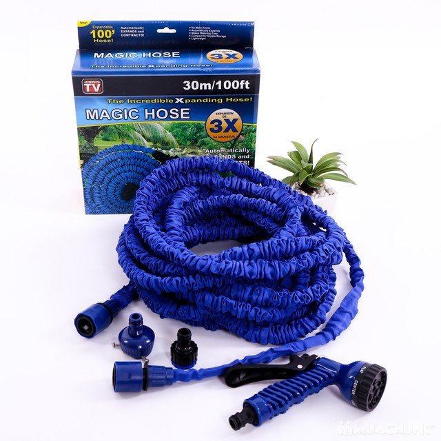 Bộ Dây Dẫn Nước Co Giãn Magic Hose 30m Kèm Đầu Vòi 7 Chế Độ Xịt(MÀU XANH)