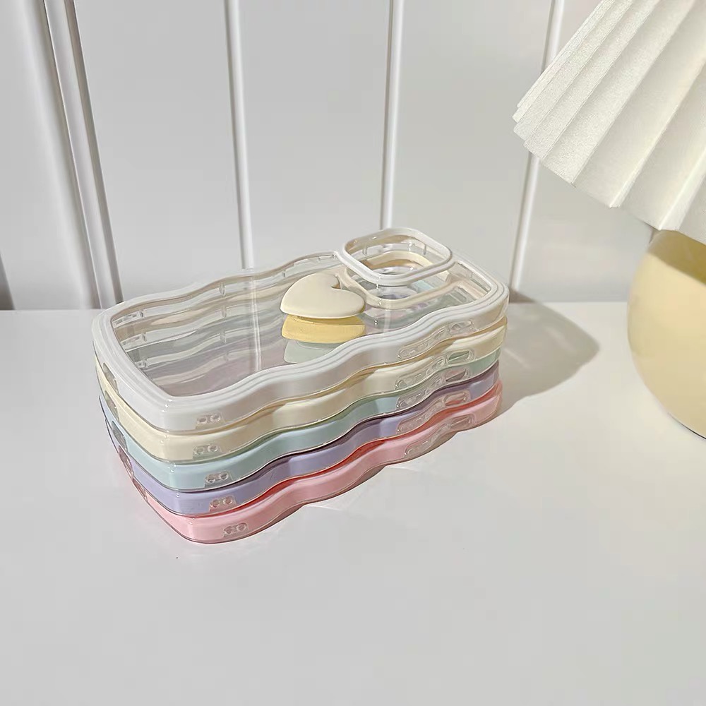 Suntaiho Ốp lưng iphone  Ốp điện thoại  TPU mềm trong suốt viền gợn sóng trái tim thích hợp cho iPhone 11 12 13 PMax XR 7 8 Plus