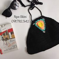 Bikini Len Móc Đen Hoa Ngực Đẹp Nhất