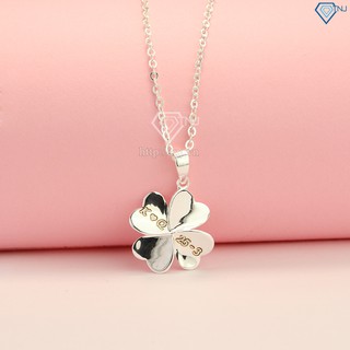 Dây chuyền bạc nữ mặt cỏ bốn lá, vòng cổ bạc nữ 925 đẹp khắc tên DCN0251