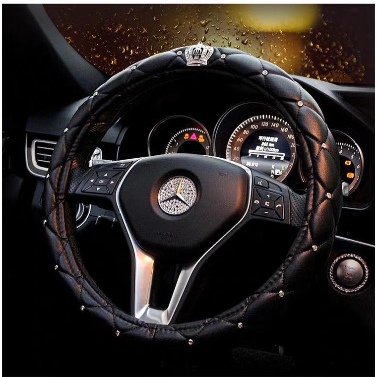 Bọc vô lăng xe ô tô vương miện, thiên nga bọc da PU loại 1 size 38cm