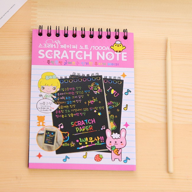 Sổ tay ma thuật Scratch Note nhiều sắc màu (10 tờ) (3 loại bé, vừa và to)