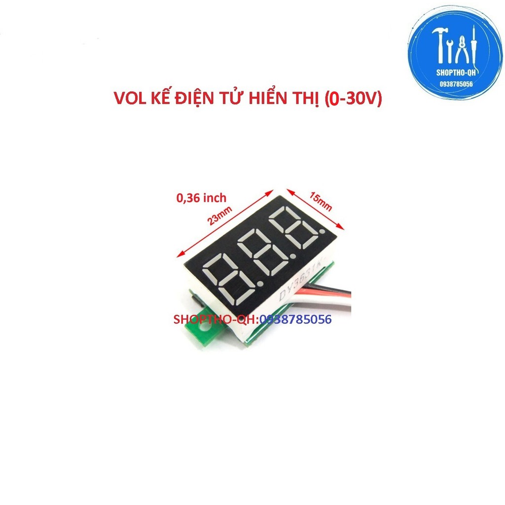 Vôn kế điện tử màn hình hiển thị LED thang đo 0V-30V tiện dụng chất lượng cao