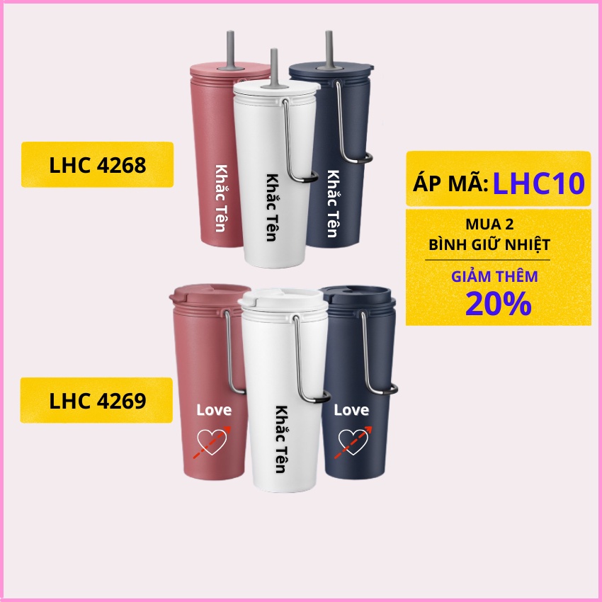 [[KÈM CỌ RỬA]]Bình giữ nhiệt Lock&Lock Bucket Tumbler 540ml LHC4268-LHC4269 (3 màu)