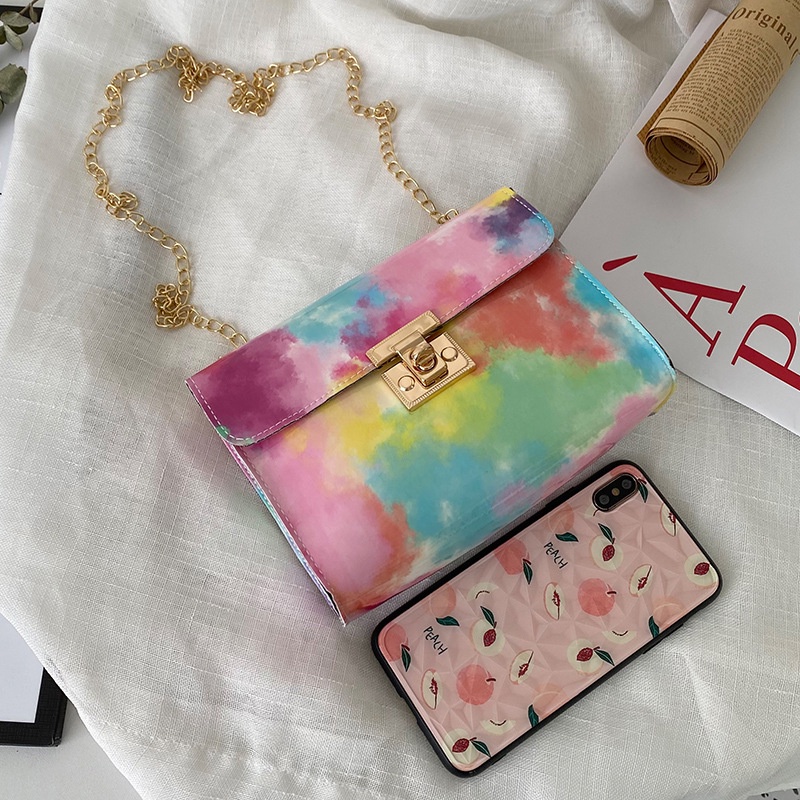 Túi Xách Mini Dáng Vuông Họa Tiết Da Rắn Phối Dây Xích Thời Trang Cho Nữ