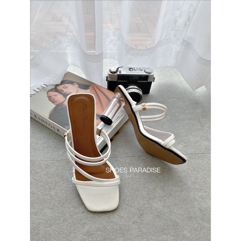 GIÀY SANDAL CAO GÓT QUAI MẢNH 7 PHÂN- 2IN1 SHOES PARADISE-SANDAL NỮ CAO GÓT ĐẾ TRONG DÂY MẢNH THỜI TRANG