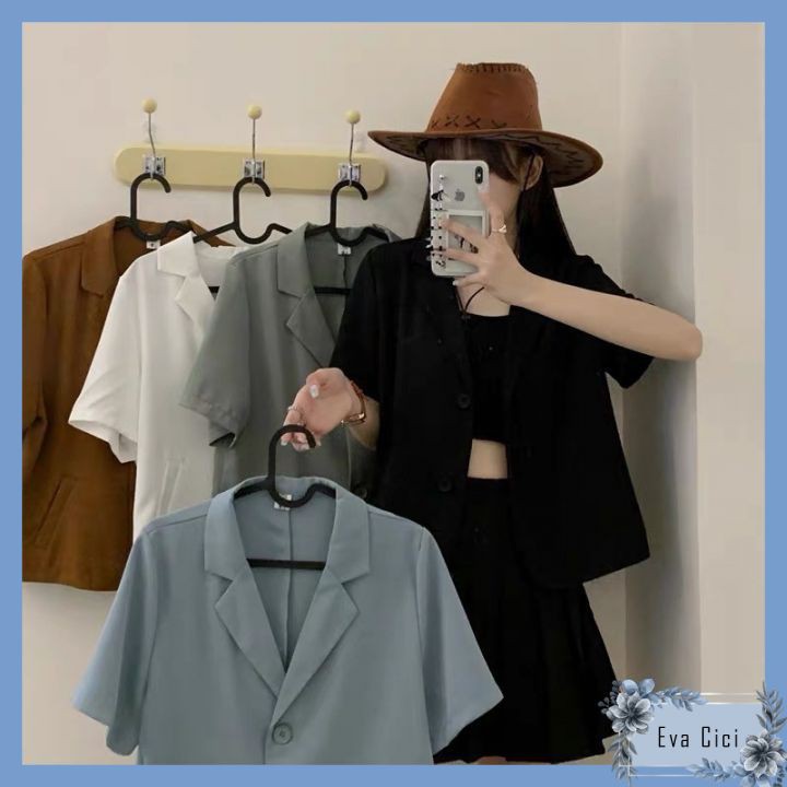 {Evacici} Áo Blazer lửng ngắn tay mặc hè nhiều màu siêu xinh