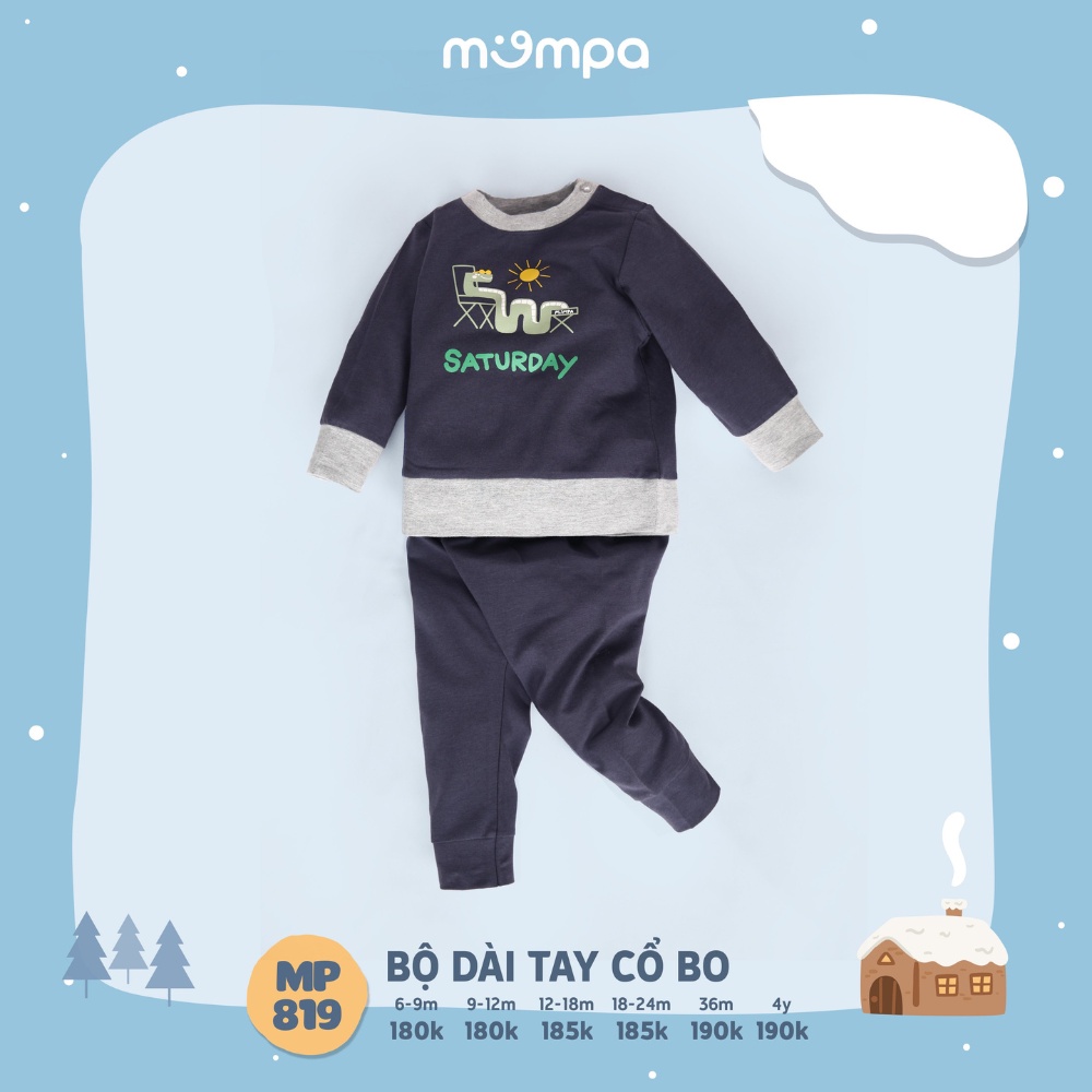 Bộ thu đông dài tay cổ bo Mompa 6 tháng - 4 tuổi vải cotton co giãn mềm mại 819