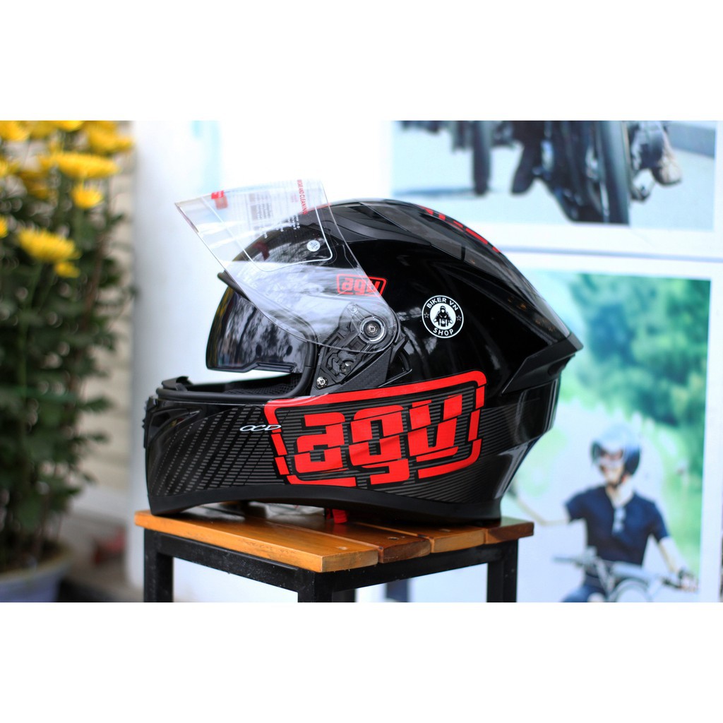 Mũ bảo hiểm Fullface M138b lên tem Agv đỏ