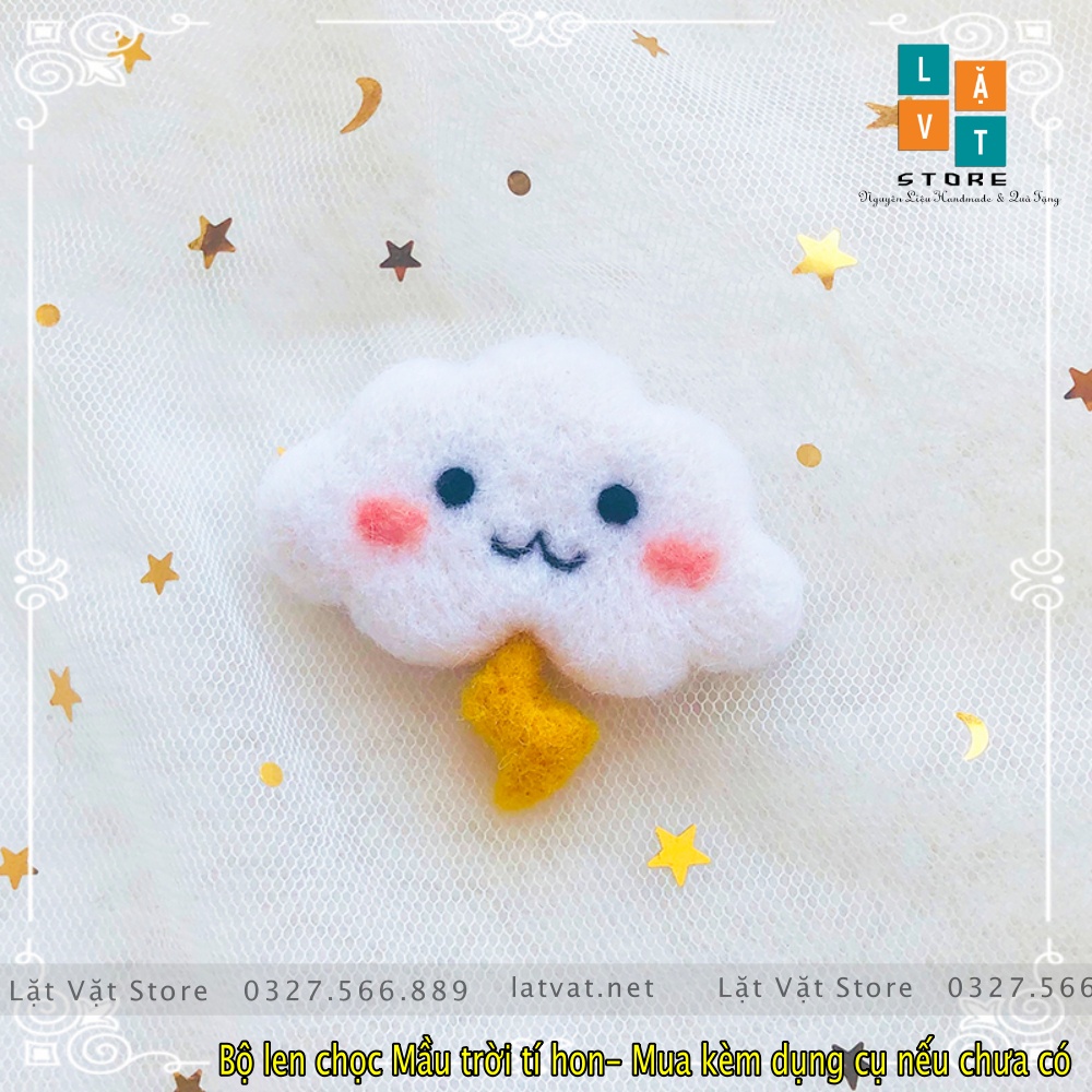 Bộ kit len chọc Mặt Trời tí Hon có hướng dẫn, làm móc khoá, quà tặng đơn giản, needle felting moon, Star DIYS. Giá rẻ