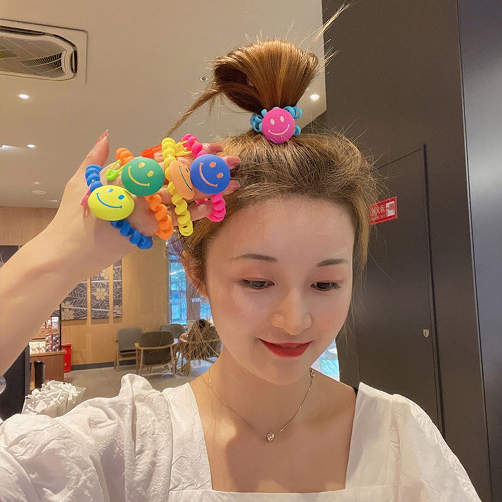 Dây thun cột tóc gắn hình mặt cười nhiều màu kiểu Hàn Quốc sành điệu cho nữ