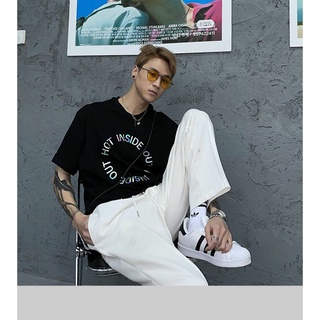 Áo thun unisex áo thun nam form rộng tay lỡ , áo thun nam cổ tròn tay ngắn áo thun unisex chữ HOT INSIDE dạ quang