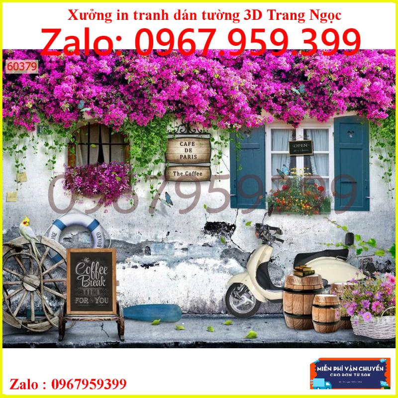 Tranh dán quán cà phê trà sữa Zalo 0967959399