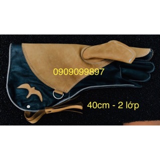 Găng tay da bò cao cấp 2 lớp da (mẫu chim cắt nhỏ) - 40cm