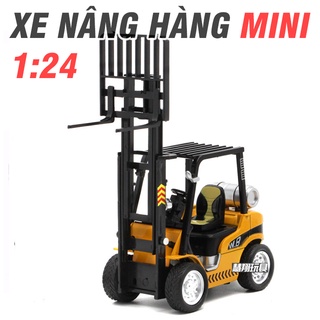 Mô hình xe nâng hàng mini chạy cót đồ chơi trẻ em xe có âm thanh và đèn