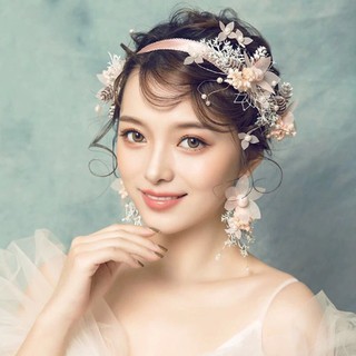 Bộ hoa cài tóc cô dâu + hoa tai