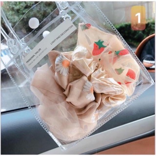 Set chun buộc tóc scrunchies kèm túi trong siêu đẹp