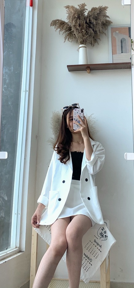 Set vest + chân váy trơn nhiều màu