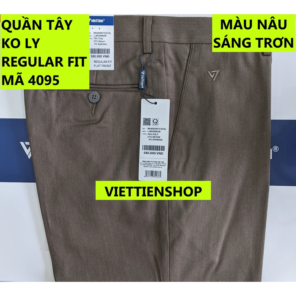 (4095 QTF) QUẦN TÂY VIỆT TIẾN KHÔNG LY (ÔM VỪA - REGULAR FIT)
