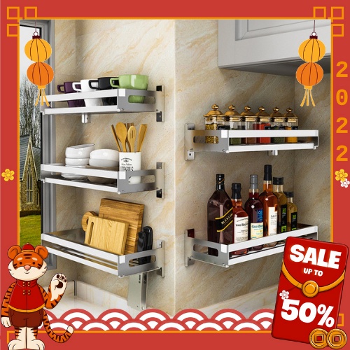 Kệ Đựng Gia Vị Nhà Bếp Inox 304 và 201 Cao Cấp Có Keo Dán Chắc Chắn GAGI