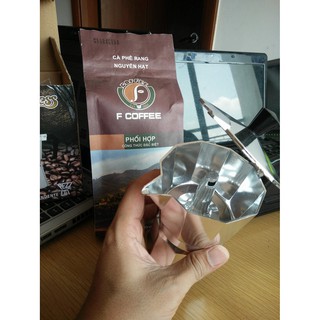 combo ấm moka và cà phê F coffee