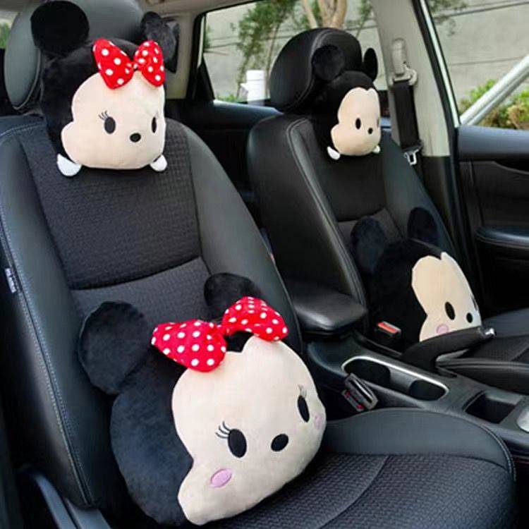 Gối tựa cổ/ tựa lưng cho ô tô hoạ tiết hoạt hình Mickey Minnie dễ thương