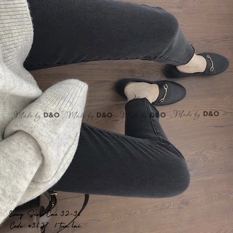 Quần Bò Cạp Cao / Jeans Lưng Siêu Cao Trên Rốn Co Giãn Mạnh - Tôn Dáng Gọn Eo Bụng Xám
