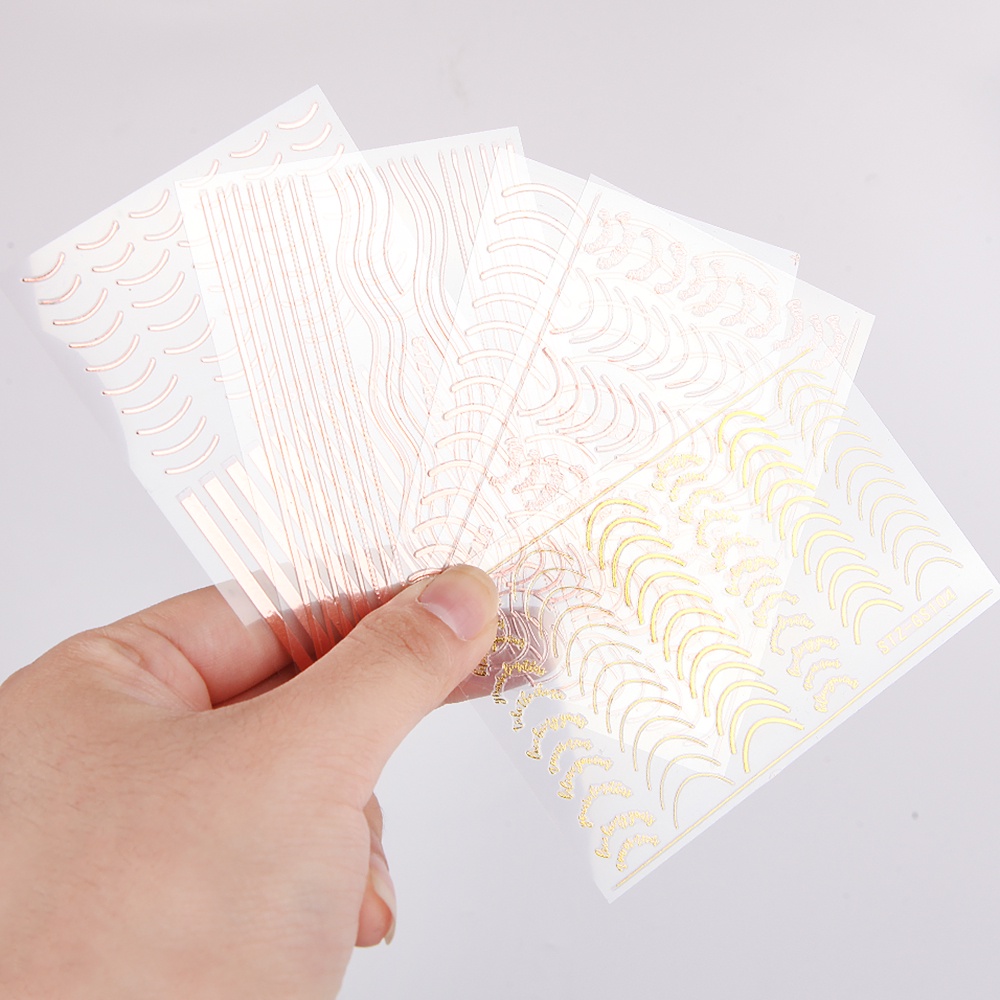 Miếng Dán Trang Trí Móng Tay 3D Tự Dính Phong Cách Pháp Đơn Giản Có Thể Uốn Cong Tự Dính