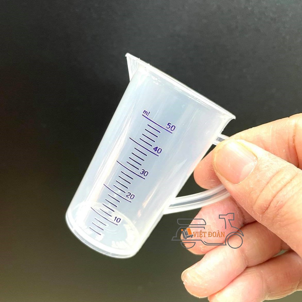 Ly / Ca ĐONG ĐỊNH LƯỢNG, PHA CHẾ 3 dung tích 50, 100, 250 ml. Chất liệu NHỰA DÀY, VẠCH ĐỊNH LƯỢNG IN ĐẬM