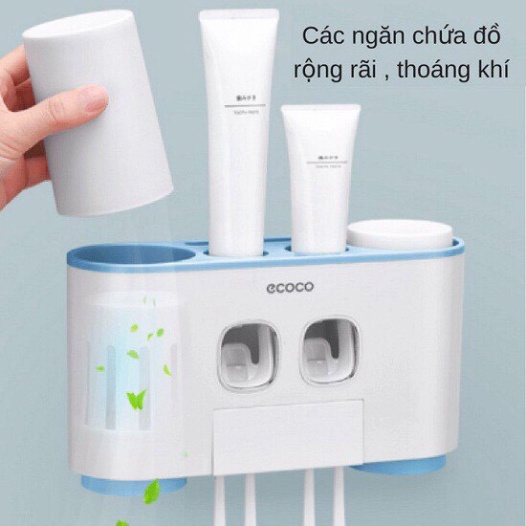 Bộ nhả kem đánh răng tự động ECOCO thông minh dán tường, Máy bóp kem đánh răng kệ để đồ phòng tắm tiện lợi sasa