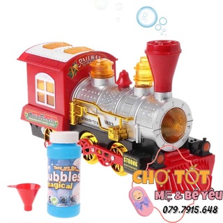 Xe lửa pin thổi bong bóng xà phòng 2in1 đồ chơi xe mô hình có đèn nhạc