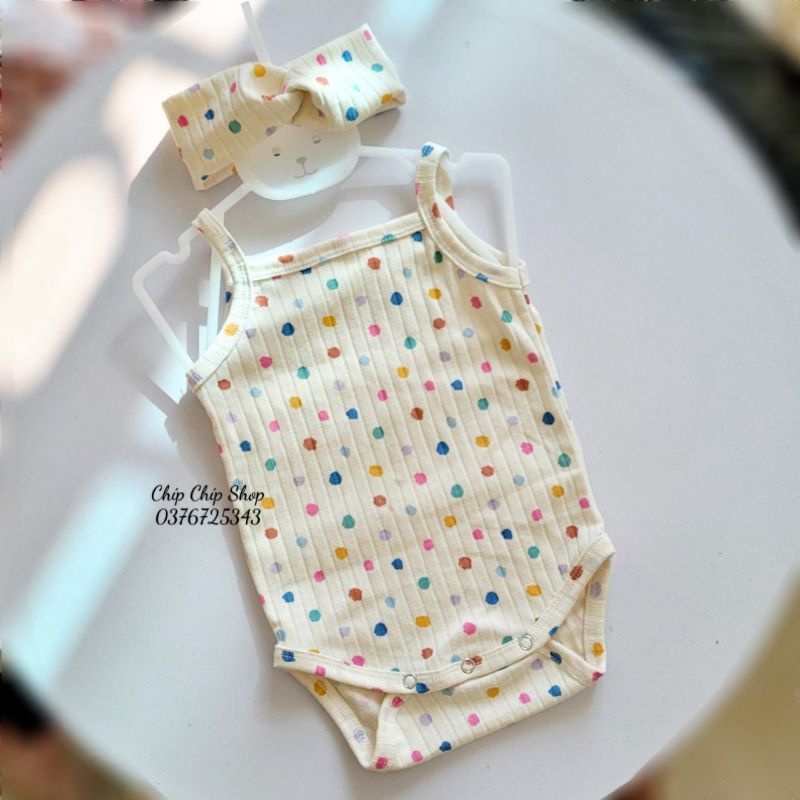 Bodysuit,body chíp hai dây kèm turban đáng yêu cho bé trai,bé gái